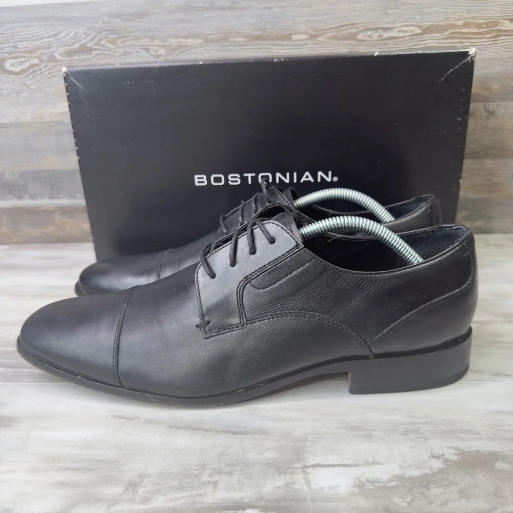 Bostonian 26053 Men Size 10.5 M Dress Shoes Cap Toe Leather Oxford Black